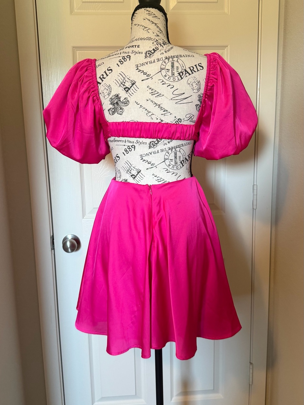 ASTR the Label Hot Pink Puff Sleeve Cutout Mini Dress - Picture 3 of 5